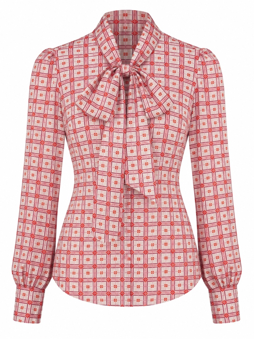 Hawes & Curtis Pink Geometric Bow Tie Blouse UK 8 US 4